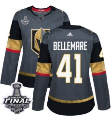 womens pierre edouard bellemare vegas golden knights jersey gray adidas 41 nhl home 2018 stanley cup final authentic