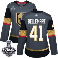 womens pierre edouard bellemare vegas golden knights jersey gray adidas 41 nhl home 2018 stanley cup final authentic