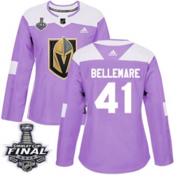 womens pierre edouard bellemare vegas golden knights jersey purple adidas 41 nhl 2018 stanley cup final authentic fights cancer practice