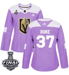 womens reid duke vegas golden knights jersey purple adidas 37 nhl 2018 stanley cup final authentic fights cancer practice