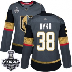womens tomas hyka vegas golden knights jersey gray adidas 38 nhl home 2018 stanley cup final authentic