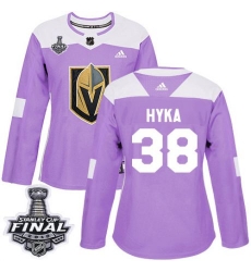 womens tomas hyka vegas golden knights jersey purple adidas 38 nhl 2018 stanley cup final authentic fights cancer practice