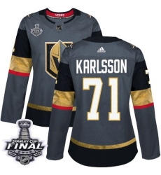 womens william karlsson vegas golden knights jersey gray adidas 71 nhl home 2018 stanley cup final authentic