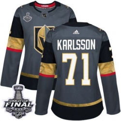 womens william karlsson vegas golden knights jersey gray adidas 71 nhl home 2018 stanley cup final authentic