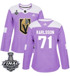 womens william karlsson vegas golden knights jersey purple adidas 71 nhl 2018 stanley cup final authentic fights cancer practice