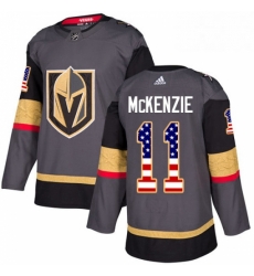 Youth Adidas Vegas Golden Knights 11 Curtis McKenzie Authentic Gray USA Flag Fashion NHL Jersey 