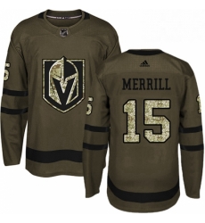 Youth Adidas Vegas Golden Knights 15 Jon Merrill Authentic Green Salute to Service NHL Jersey 