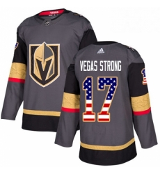 Youth Adidas Vegas Golden Knights 17 Vegas Strong Authentic Gray USA Flag Fashion NHL Jersey 