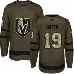 Youth Adidas Vegas Golden Knights 19 Reilly Smith Authentic Green Salute to Service NHL Jersey 