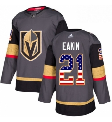 Youth Adidas Vegas Golden Knights 21 Cody Eakin Authentic Gray USA Flag Fashion NHL Jersey 