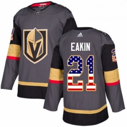 Youth Adidas Vegas Golden Knights 21 Cody Eakin Authentic Gray USA Flag Fashion NHL Jersey 