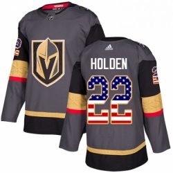Youth Adidas Vegas Golden Knights 22 Nick Holden Authentic Gray USA Flag Fashion NHL Jersey 
