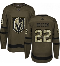 Youth Adidas Vegas Golden Knights 22 Nick Holden Authentic Green Salute to Service NHL Jersey 