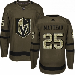 Youth Adidas Vegas Golden Knights 25 Stefan Matteau Authentic Green Salute to Service NHL Jersey 