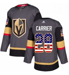 Youth Adidas Vegas Golden Knights 28 William Carrier Authentic Gray USA Flag Fashion NHL Jersey 