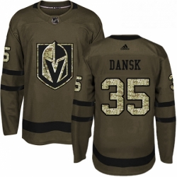 Youth Adidas Vegas Golden Knights 35 Oscar Dansk Authentic Green Salute to Service NHL Jersey 