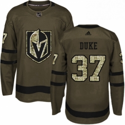 Youth Adidas Vegas Golden Knights 37 Reid Duke Authentic Green Salute to Service NHL Jersey 