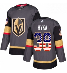 Youth Adidas Vegas Golden Knights 38 Tomas Hyka Authentic Gray USA Flag Fashion NHL Jersey 