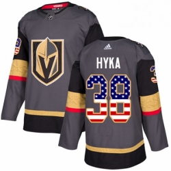 Youth Adidas Vegas Golden Knights 38 Tomas Hyka Authentic Gray USA Flag Fashion NHL Jersey 
