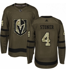 Youth Adidas Vegas Golden Knights 4 Clayton Stoner Authentic Green Salute to Service NHL Jersey 