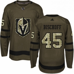 Youth Adidas Vegas Golden Knights 45 Jake Bischoff Authentic Green Salute to Service NHL Jersey 