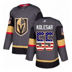 Youth Adidas Vegas Golden Knights 55 Keegan Kolesar Authentic Gray USA Flag Fashion NHL Jersey 