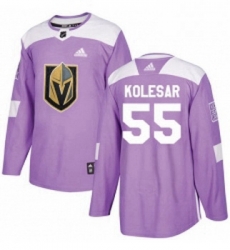 Youth Adidas Vegas Golden Knights 55 Keegan Kolesar Authentic Purple Fights Cancer Practice NHL Jersey 
