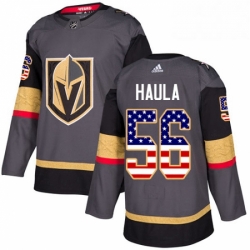 Youth Adidas Vegas Golden Knights 56 Erik Haula Authentic Gray USA Flag Fashion NHL Jersey 