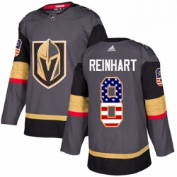 Youth Adidas Vegas Golden Knights 8 Griffin Reinhart Authentic Gray USA Flag Fashion NHL Jersey 