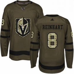 Youth Adidas Vegas Golden Knights 8 Griffin Reinhart Authentic Green Salute to Service NHL Jersey 