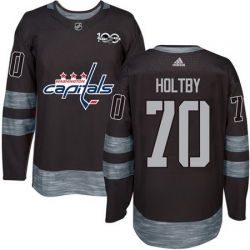 Capitals #70 Braden Holtby Black 1917 2017 100th Anniversary Stitched NHL Jersey