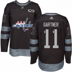 Mens Adidas Washington Capitals 11 Mike Gartner Authentic Black 1917 2017 100th Anniversary NHL Jersey 