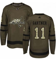 Mens Adidas Washington Capitals 11 Mike Gartner Authentic Green Salute to Service NHL Jersey 