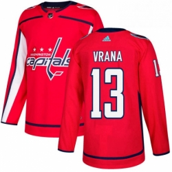 Mens Adidas Washington Capitals 13 Jakub Vrana Authentic Red Home NHL Jersey 