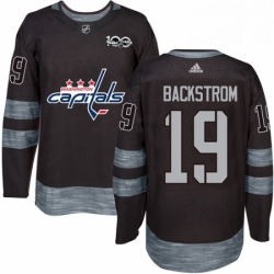 Mens Adidas Washington Capitals 19 Nicklas Backstrom Authentic Black 1917 2017 100th Anniversary NHL Jersey 