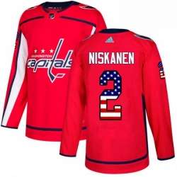 Mens Adidas Washington Capitals 2 Matt Niskanen Authentic Red USA Flag Fashion NHL Jersey 