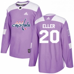 Mens Adidas Washington Capitals 20 Lars Eller Authentic Purple Fights Cancer Practice NHL Jersey 