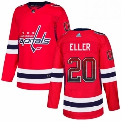 Mens Adidas Washington Capitals 20 Lars Eller Authentic Red Drift Fashion NHL Jersey 