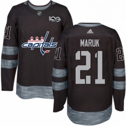 Mens Adidas Washington Capitals 21 Dennis Maruk Premier Black 1917 2017 100th Anniversary NHL Jersey 