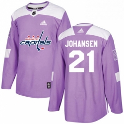 Mens Adidas Washington Capitals 21 Lucas Johansen Authentic Purple Fights Cancer Practice NHL Jersey 
