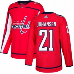 Mens Adidas Washington Capitals 21 Lucas Johansen Authentic Red Home NHL Jersey 