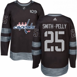 Mens Adidas Washington Capitals 25 Devante Smith Pelly Authentic Black 1917 2017 100th Anniversary NHL Jersey 
