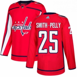 Mens Adidas Washington Capitals 25 Devante Smith Pelly Authentic Red Home NHL Jersey 