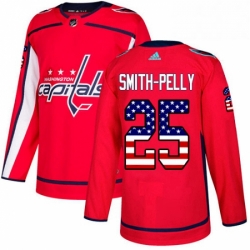 Mens Adidas Washington Capitals 25 Devante Smith Pelly Authentic Red USA Flag Fashion NHL Jersey 