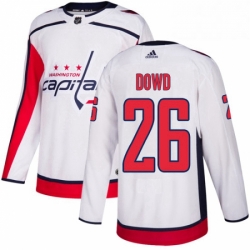 Mens Adidas Washington Capitals 26 Nic Dowd Authentic White Away NHL Jersey 