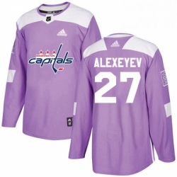 Mens Adidas Washington Capitals 27 Alexander Alexeyev Authentic Purple Fights Cancer Practice NHL Jerse