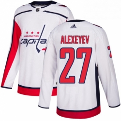 Mens Adidas Washington Capitals 27 Alexander Alexeyev Authentic White Away NHL Jerse