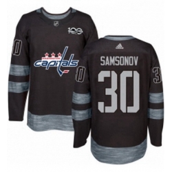 Mens Adidas Washington Capitals 30 Ilya Samsonov Authentic Black 1917 2017 100th Anniversary NHL Jersey 