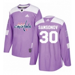 Mens Adidas Washington Capitals 30 Ilya Samsonov Authentic Purple Fights Cancer Practice NHL Jersey 