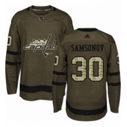 Mens Adidas Washington Capitals 30 Ilya Samsonov Premier Green Salute to Service NHL Jersey 